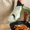 Guantes Antiescaldaduras Específicos para Horno, Transfronterizos, Forrados de Algodón, Antideslizantes, Resistentes a Altas Temperaturas, Horneado en Microondas, Guantes de Aislamiento Térmico de Silicona Extendido