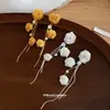 Pendientes de Malla Estilo Francés Lujo Ligero con Borlas de Rosa, de Moda, Delicados, Versátiles, Pendientes de Diseño Exclusivo, Clavos de Oreja, Colgantes de Oreja