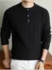 Suéter de Punto Pesado 570g Cuello Henry, Jersey Grueso de Moda, Suéter Cálido Casual para Hombre, Moderno