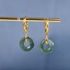 Pendientes de jade chapados en oro y plata s925 con carácter, pendientes de moda con temperamento, pendientes de bambú, pendientes de estilo nacional.