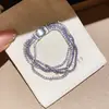 Galáxia Névoa Roxa~Pulseira com Pingente de Flor de Zircônia Gota d'Água Estilo Minimalista Coreano Ins Pulseira Joia de Luxo Leve de Alta Qualidade