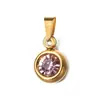 Colgante de Piedra de Nacimiento de Diciembre de Acero Inoxidable de Alta Gama para Collar DIY, Nicho Transfronterizo Europeo y Americano, 6mm