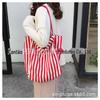 Bolsa de Lona Listrada Retro de Grande Capacidade Bolsa Tiracolo Feminina Bolsa de Praia Bolsa de Ombro Bolsa Tote Bolsa de Algodão Viagem