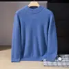 Suéter de cachemira estilo bebé para hombre, cuello alto medio, color liso, tejido grueso, casual y apto para negocios, capa base suave y cómoda