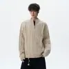 Suéter Retro com Meio Zíper Masculino Marca Tendência Estilo Old Money Casal Casual Versátil Malha Top