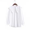 Camisa de Manga Larga con Cuello Peter Pan Lizhiqi para Mujer, Dulce, Color Sólido, Nuevo Estilo Coreano Primavera 2025 Top 111152
