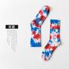 Meias de outono e inverno Casal Tie-dyed Terry Meias Estrela de cinco pontas Meias de personalidade de rua Meias de skate de basquete Mulheres Celebridade da Internet