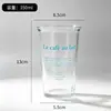 Copo de vidro para uso doméstico alto 350ml Carta criativa Bebida Café Copo Espessado Escritório Push Presente Copo