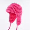 Chapéu Aviador de Lã Teddy Cor Sólida de Inverno para Mulheres, Gorro de Tricô à Prova de Frio com Proteção para Orelhas, Circunferência da Cabeça Grande, Chapéu de Tricô Moderno e Quente
