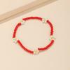 Pulsera de cuentas con cordón elástico de flor de cuentas de arroz nueva estilo playa vacaciones bohemio Pulsera de margarita para mujer