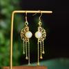 Pendientes Auspiciosos Ruyi para Mujer Antiguos con Ropa China Pendientes con Borlas Largos Elegantes Retro Plata Esterlina para Mujer