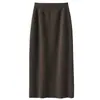 Elegancia Francesa 100% Lana Punto Liso Falda Midi Adelgazante Temperamento Falda de Punto Otoño Invierno Nueva Versátil Ropa para Mujer