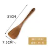 Juego de espátulas de madera mango largo espátula para sartén antiadherente teca remover pala para sartén de cocina ensalada arroz sopa colador utensilios de cocina al por mayor