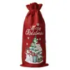 Nueva bolsa de lino para botella de vino de Navidad, bolsa para cata a ciegas de vino, bolsa de embalaje para vino espumoso, bolsa de regalo para fiesta de Navidad