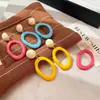 Aretes de Aro Geométricos Amarillos con Aguja de Plata Dopamina para Mujer, Estilo Nuevo Popular Único, Aretes de Alta Gama, Accesorios para Orejas Estilo Vacaciones