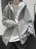 Sudadera con capucha y cardigan para hombre, nueva de otoño, estilo coreano, tops de moda, chaqueta holgada casual de color liso, venta al por mayor