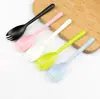 Nueva horquilla cuchara de plástico desechable para pastel de cumpleaños, mango largo, tres dientes, engrosada, empaque individual, tenedor para pastel, tenedor para fruta