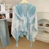 Bufanda de Punto Nueva Versátil Oficina Habitación con Aire Acondicionado Tie-Dye Estilo Étnico Bufanda para el Cuello Chal con Borlas Ropa Exterior para Mujer