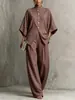 Marca independente Wish, vestuário feminino transfronteiriço: gola alta, mangas morcego, cintura alta, calça pantalona, cor sólida, estilo casual, conjunto de duas peças de caimento solto