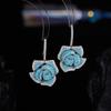 Pendientes de estilo industrial pesado europeo y americano para mujer, con una atmósfera exagerada, microincrustaciones de circonita, a la moda, con ganchos para la oreja distintivos, pendientes de camelia tridimensionales.