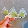 Tienda de Fábrica Creado Coreano Fresco de Primavera Seersucker Lazo Estéreo Niños Clip Cruzado Perla Accesorios para el Cabello de Niñas
