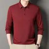 Nueva Camisa Polo de Color Sólido de Manga Larga Estilo Comercio Exterior para Hombre, Ropa Casual de Moda para Hombres de Mediana Edad, Top para Papá para Otoño