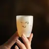 Taza de Porcelana Blanca y Arcilla de Jade con Diseños Pintados a Mano, Taza Maestra de Porcelana Blanca de Dehua, Juego de Té Kung Fu para el Hogar
