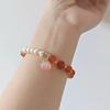 Pulseira de cristal ágata estilo coreano Ins círculo único moda feminina pulseira de pérola de água doce pêssego joias