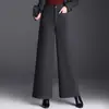 Pantalones de Pierna Ancha de Color Sólido Cálidos de Felpa de Moda para Mujer 2026 Invierno Nuevo Estilo Coreano Cintura Alta Caída Adelgazantes Casuales de Moda