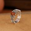 Sur Rojo Retro Cara Brillante Ruyi Hueco Cara de Huevo Anillo Temperamento Chino Anillo Joker Directo de Fábrica Plata