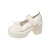 Zapatos Pequeños de Cuero con Suela Gruesa para Mujer 2025 Estilo Británico Nuevo Otoño Retro Versátil Tacón Grueso Elevador Zapatos Franceses Mary Jane