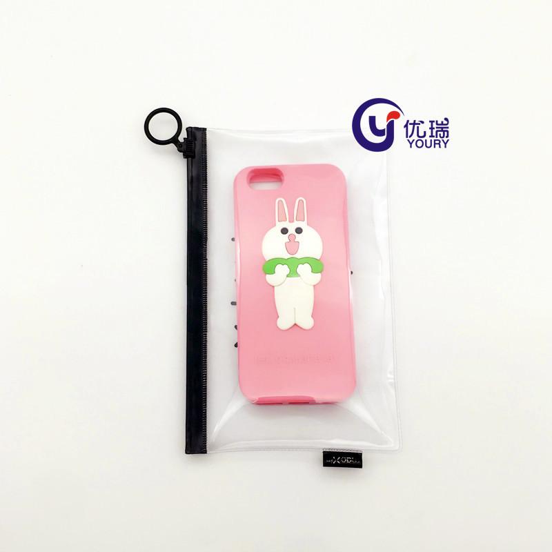 专业生产手机壳布丁袋 手提PVC拉链袋定做 PVC透明磨砂包