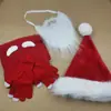 Set de Gorro de Santa Lavado a Mano Ecológico Barba de Santa Claus Guantes Set de Disfraz de Fiesta Reunión Familiar