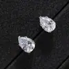 Pendientes de Acero de Titanio con Cristales de Colores de Moda Transfronterizos, de Cinco Garras, Forma de Gota de Agua, Tornillo, para Agujeros de Oreja, Hombres y Mujeres, Pendientes Sencillos con Personalidad