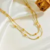 Cadena de Hueso de Serpiente con Cuentas Multicapa Versátil de Lujo Nicho Transfronterizo Collar de Moda Acero de Titanio Minimalista No se Desvanece Accesorio Apilable