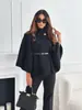 Outono/Inverno 2026 Amazon Aliexpress Nova Moda Feminina Transfronteiriça Cor Sólida Amarração na Cintura Manto de Lã Casaco Top