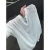 Camiseta de manga larga con cuello en V hueco azul cielo para hombre, otoño, sensación fresca, transpirable, secado rápido, top, sensación perezosa y holgada, protección solar, cubierta