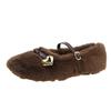 Zapatos de felpa para mujer 2023 otoño e invierno Nuevos zapatos planos de exterior cálidos de algodón tipo guisante forrados de vellón