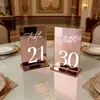 Letrero de Mesa Numérico de Escritorio de Acrílico Combinación de Colores Rosa Dorado de Lujo Espejo Número Tarjeta de Mesa para Banquete de Bodas