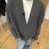Chamarra Suéter para Hombre para Primavera y Otoño, Marca de Moda Estilo Japonés, Cárdigan de Punto Pesado Holgado con Cuello Alto, Prenda Superior Versátil Casual