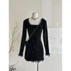 Vestido dulce con ribete de encaje para mujer, otoño e invierno, estilo puro y seductor, corte ajustado, sin tirantes, bodycon, falda corta