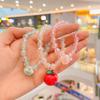 Collar infantil de princesa de cristal para niña pequeña, conjunto de pulsera y joyería luminosa de moda para niña pequeña, juguetes de joyería