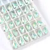 Taladro de Garra de Gota de Agua Puntiagudo Cristal de Mocha Cristalino de Colores con Agujero Accesorios de Taladro Cosidos a Mano Joyería DIY Accesorios para Vestidos de Boda
