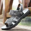 Sandalias para Hombre 2026 Estilo Nuevo Piel Genuina Suela Gruesa Playa Verano Uso al Aire Libre Papá Antideslizante Resistente al Desgaste Piel de Vaca Chanclas Zapatos