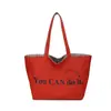 2026 Nueva Bolsa de Lona Cruzada Estilo Coreano Simple Doble Cara Bolsa Tote de Gran Capacidad Moda para Mujer Estampado en Inglés Bolsa para Mujer