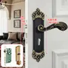 Cerradura de Puerta de Dormitorio Estilo Europeo Cerradura de Puerta Interior Sin Taladro Cerradura de Puerta Doméstica Puerta de Madera Manija de Puerta Universal Reemplazo de Cerradura de Puerta Vieja