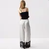 Pantalones largos casuales de pierna ancha para mujer, de cintura alta, con caída, de encaje de lunares empalmado, nuevos para la primavera-verano 2026, transfronterizos europeos y americanos