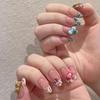 Uñas Portátiles Populares de Xiaohongshu, Uñas Manicura Ojo de Gato con Pedrería de Alta Gama, Uñas Portátiles de Lujo Puro Deseo Largas y Accesibles