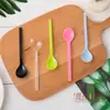 Colher ecológica descartável de plástico para bolo de aniversário, confeitaria, cozimento, sobremesa espessada, iogurte, pudim