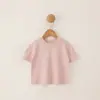 Camiseta Redonda para Bebê, Estilo Solto e Fino, Verão com Estampa de Letras para Recém-Nascidos, Blusa Versátil de Manga Curta para Meninos e Meninas